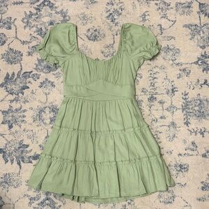 Trixxi Green Puff Sleeve Dress